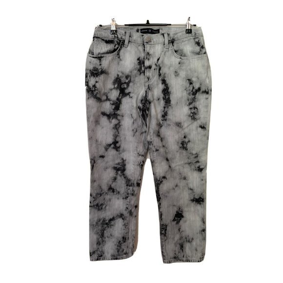 J Brand Aubrey Ankle Jeans Dark Sonic Women's Size 28 Black White Acid Wash Crop - Picture 3 of 12